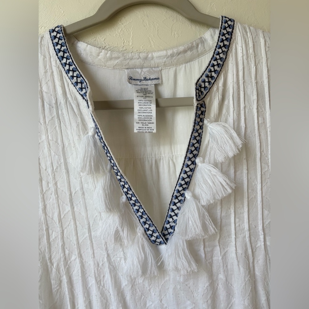 Tommy Bahama White Cotton Embroidered Tunic Dress Coverup XL - Picture 5 of 7